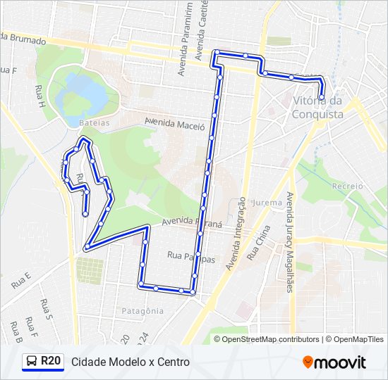 Rota da linha r20: horários, paradas e mapas - Cidade Modelo (Atualizado)