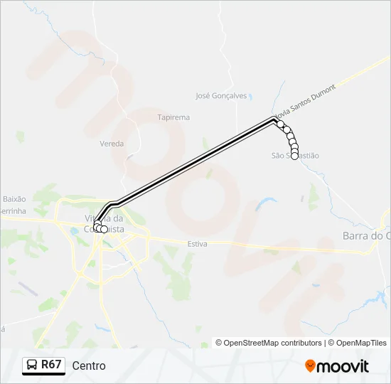 R67 Bus Line Map