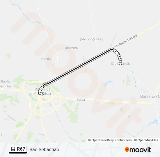 R67 Bus Line Map