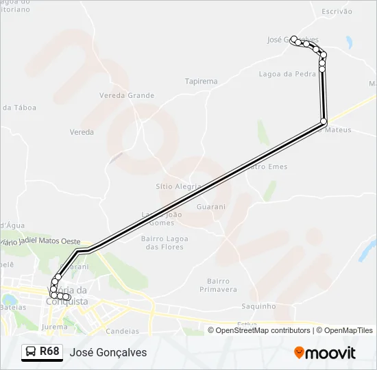R68 Bus Line Map