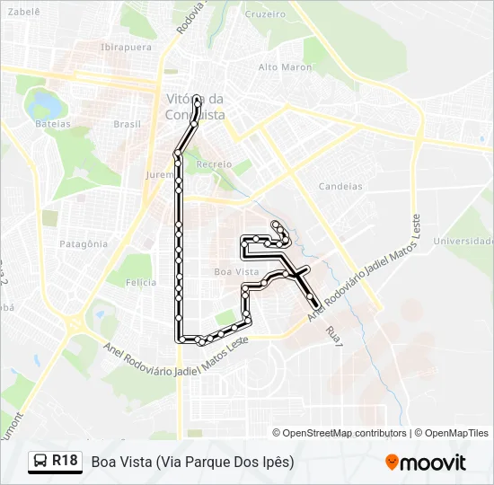 R18 Bus Line Map