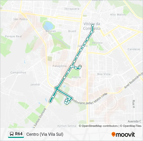 Val R64 Rota da linha R64: horários, paradas e mapas - Centro (Via Vila Sul ...