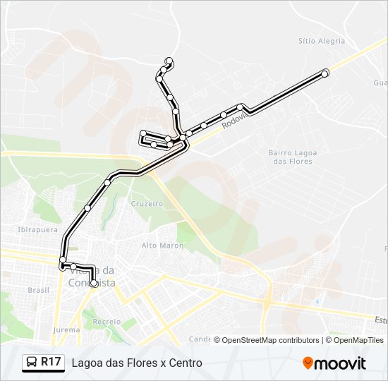 Mapa da linha R17 de ônibus