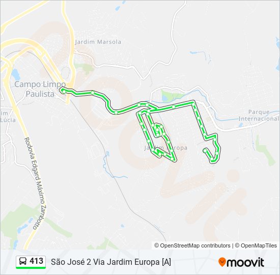 Mapa da linha 413 de ônibus