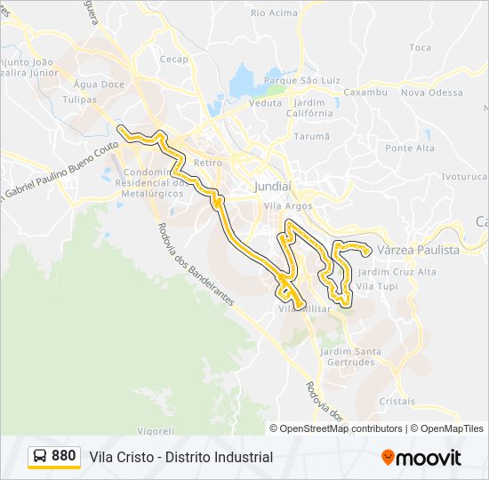 Mapa da linha 880 de ônibus