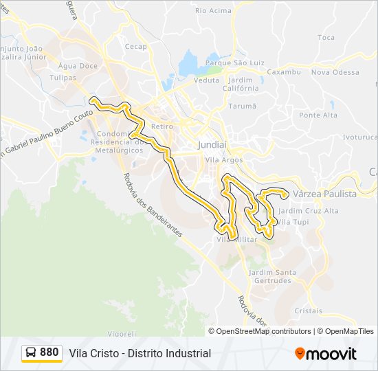 Mapa da linha 880 de ônibus