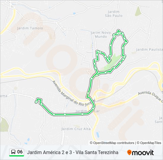 Mapa da linha 06 de ônibus
