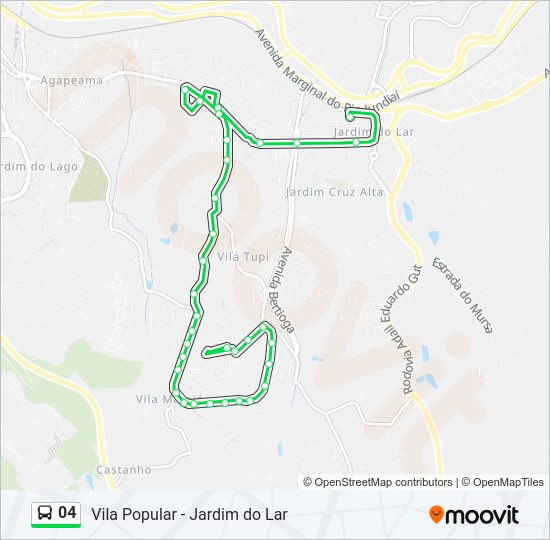 Mapa da linha 04 de ônibus