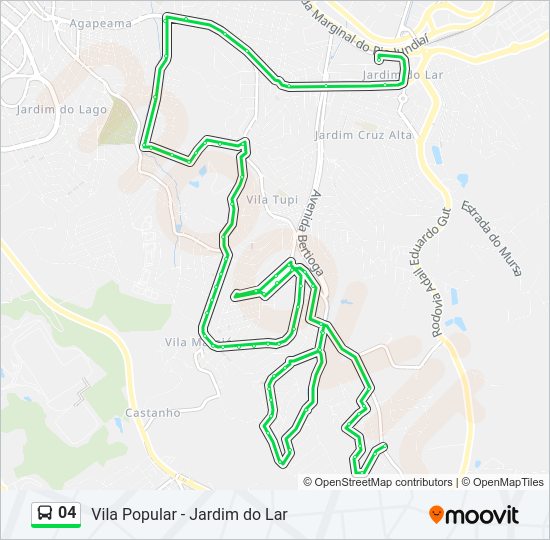 Mapa da linha 04 de ônibus