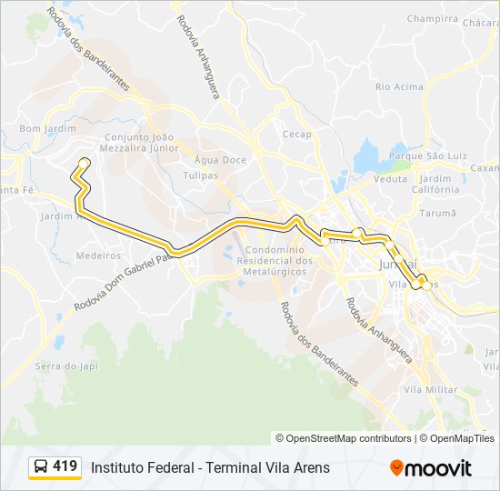 Mapa de 419 de autobús