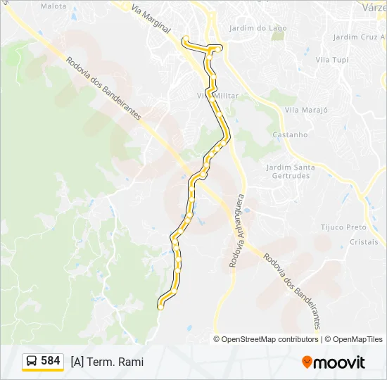 584 Bus Line Map