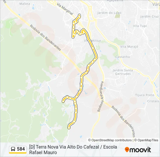 584 Bus Line Map