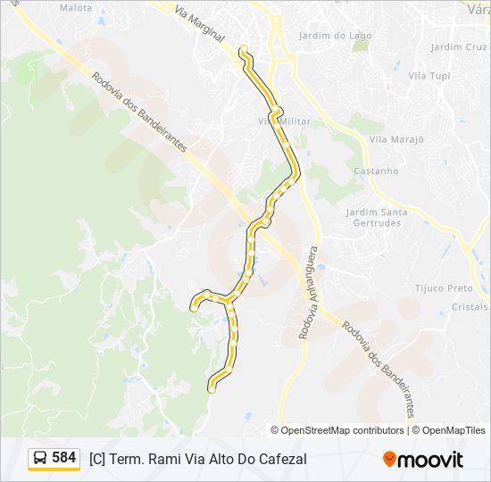 584 bus Line Map