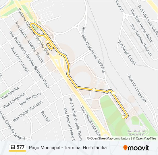 Mapa da linha 577 de ônibus