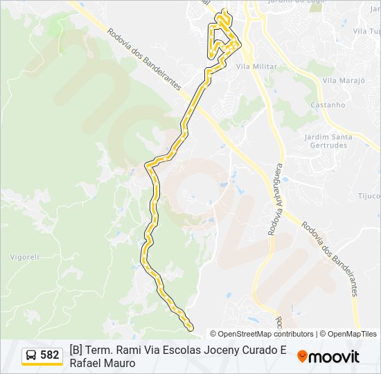 Mapa da linha 582 de ônibus