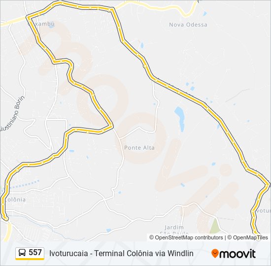 Mapa da linha 557 de ônibus