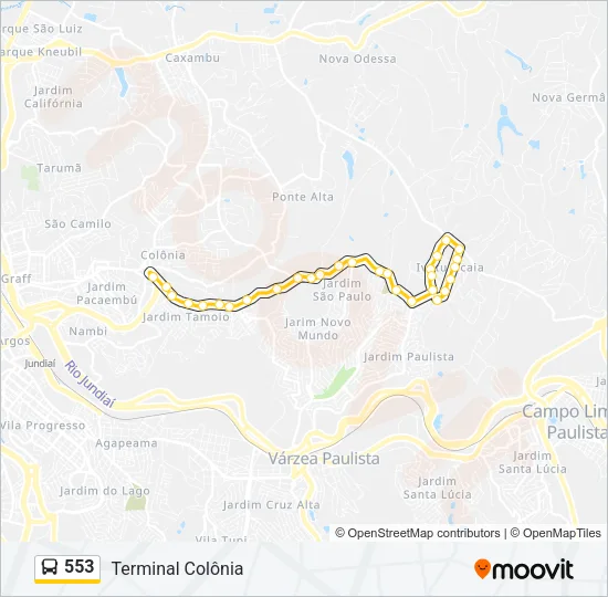 553 Bus Line Map