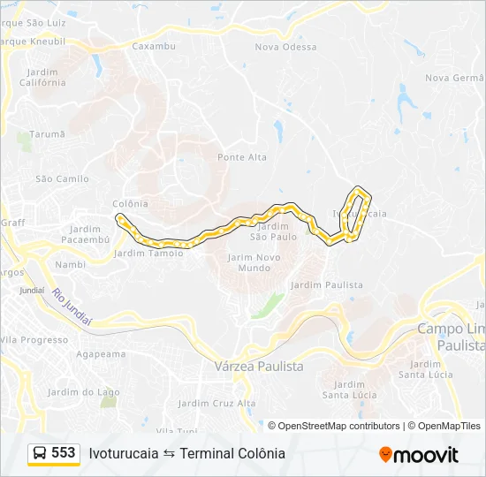 553 Bus Line Map