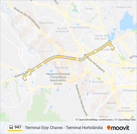 947 bus Line Map