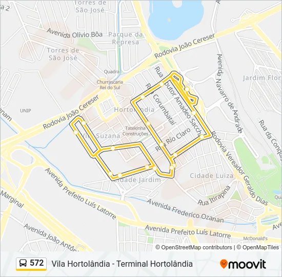 572 Bus Line Map