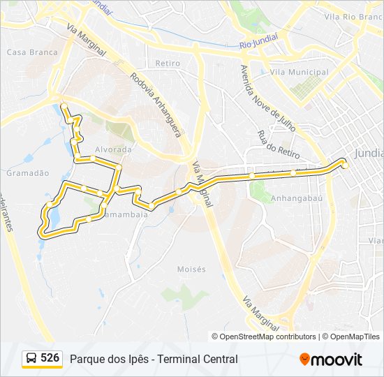 Mapa da linha 526 de ônibus