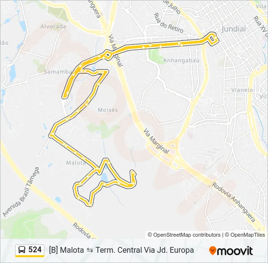 524 Bus Line Map