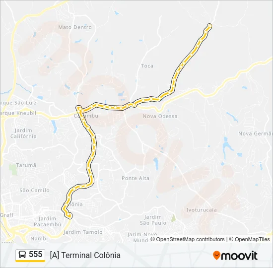 555 Bus Line Map
