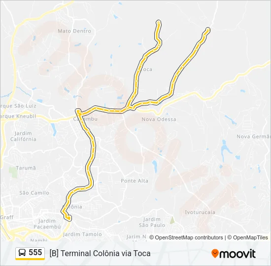 555 Bus Line Map
