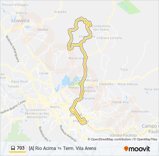 Mapa da linha 703 de ônibus