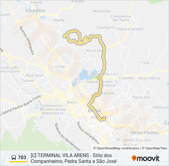 Mapa da linha 703 de ônibus