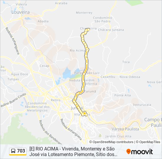 Mapa da linha 703 de ônibus