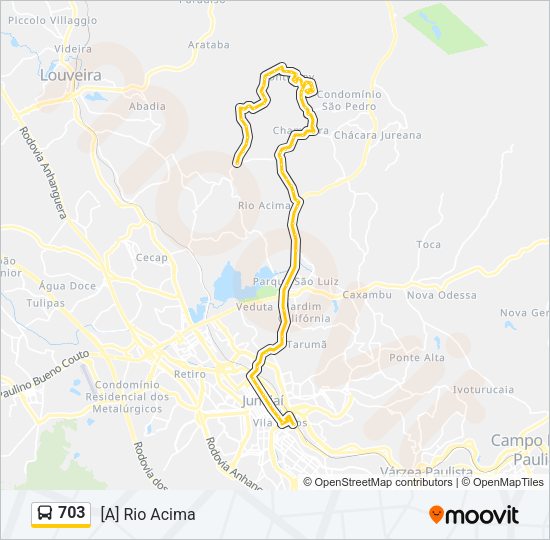 Mapa da linha 703 de ônibus