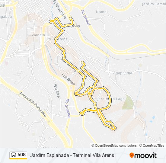 Mapa da linha 508 de ônibus