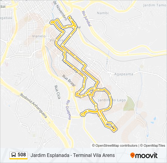 Mapa da linha 508 de ônibus