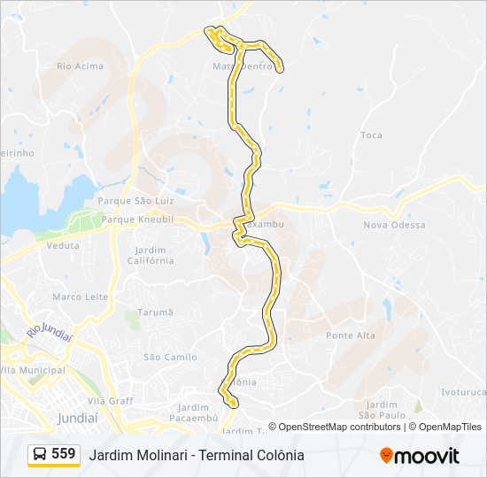 Mapa da linha 559 de ônibus