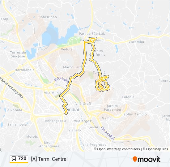 Mapa da linha 720 de ônibus