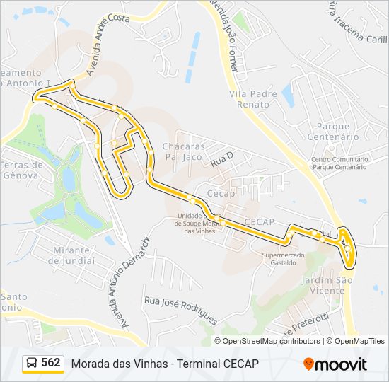 Mapa da linha 562 de ônibus