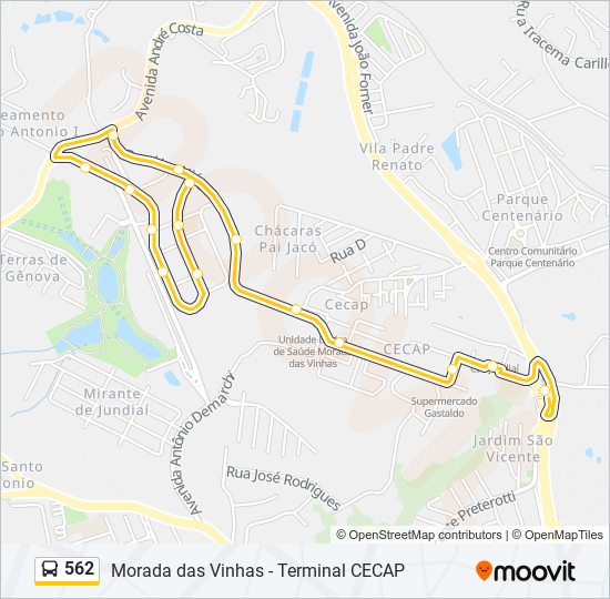 Mapa da linha 562 de ônibus