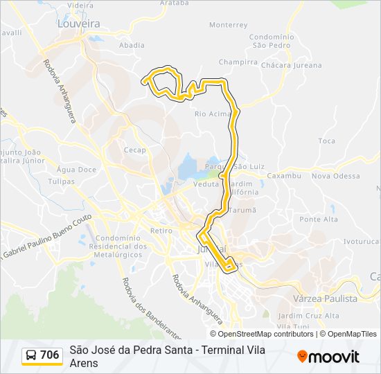 Mapa da linha 706 de ônibus