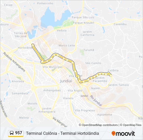 957 bus Line Map