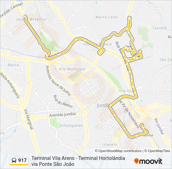 Mapa da linha 917 de ônibus