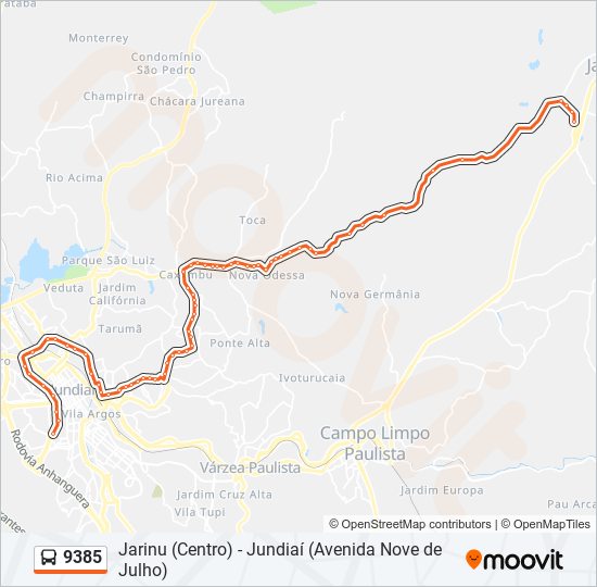 Mapa de 9385 de autobús