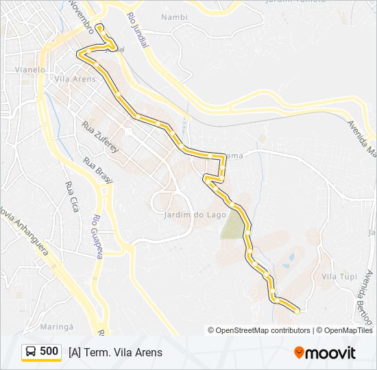 Mapa da linha 500 de ônibus