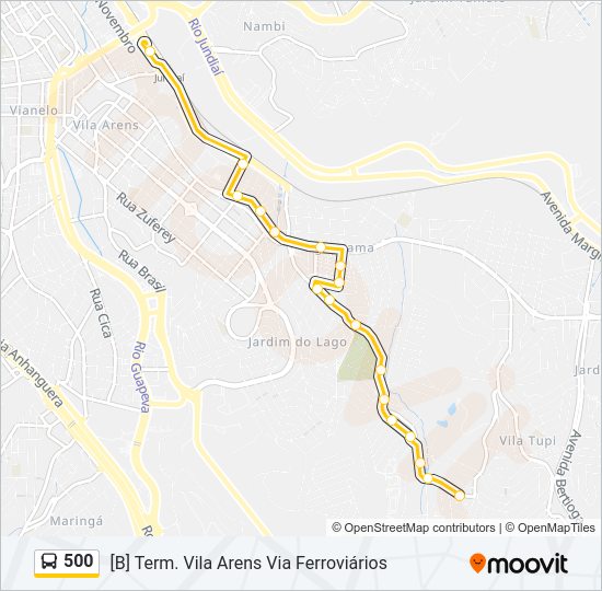 Mapa da linha 500 de ônibus