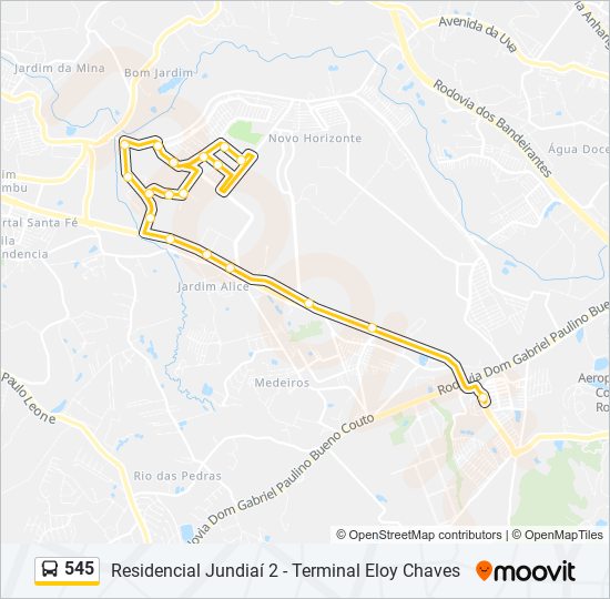 Mapa da linha 545 de ônibus