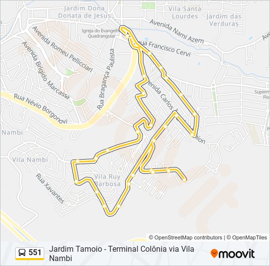 551 bus Line Map