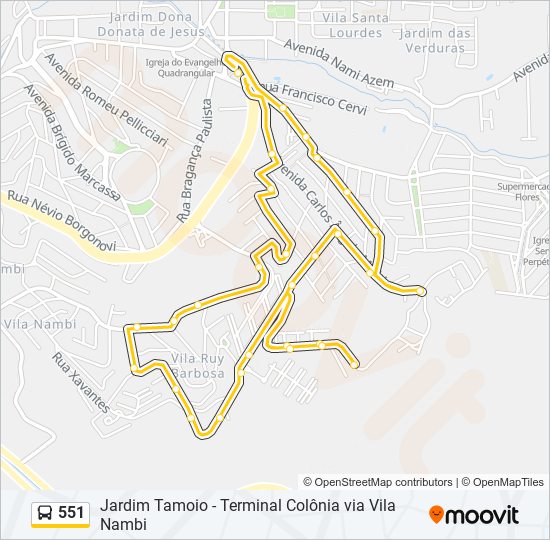 551 bus Line Map