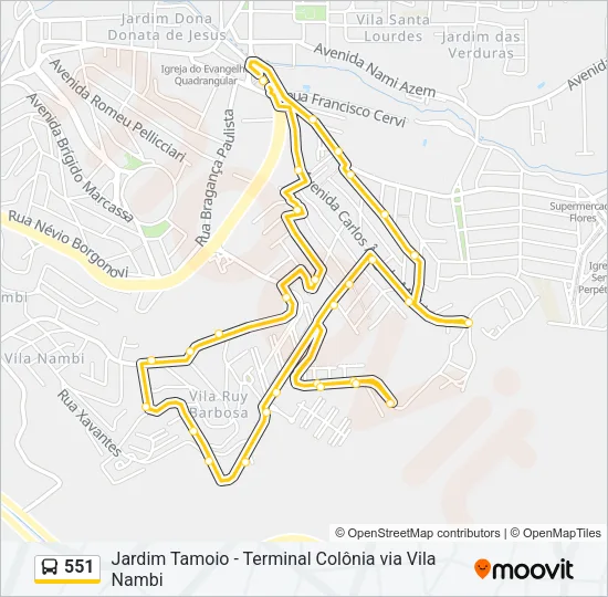 551 Bus Line Map