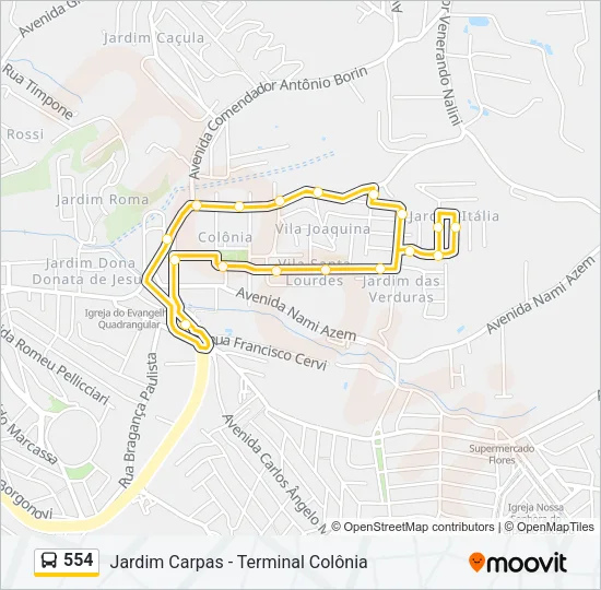 554 Bus Line Map