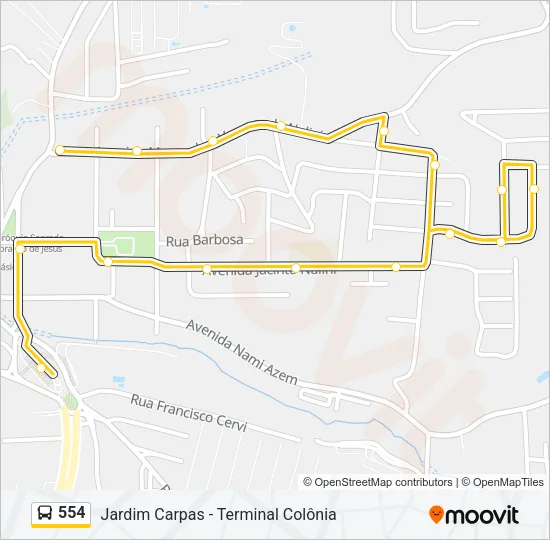 554 Bus Line Map